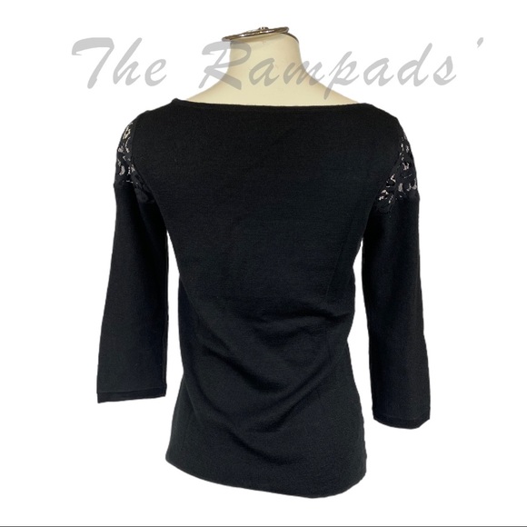 Ann Taylor Black Lace Blouse Size Petite Medium - Picture 3 of 7